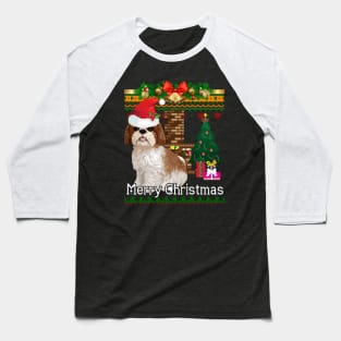 Ugly Christmas Sweater SHIH TZU Baseball T-Shirt